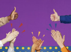 hands showing approval rating thumbs up