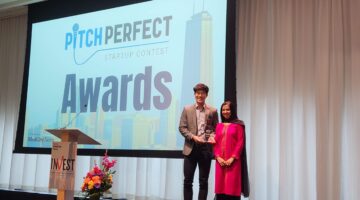 From left to right: Colby Takeda (CEO of Pear Suite) and Arundhati Parmar (Editor-in-Chief of MedCity News)