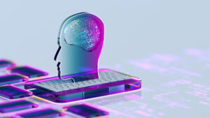 Digital background depicting innovative technologies in (AI) artificial systems, neural interfaces and internet machine learning technologies