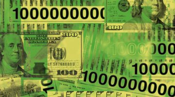 Several billion dollars. Conceptual image with american hundred dollar bills