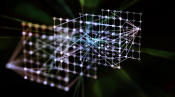 An abstract visualization of an artificial intelligence (AI) neural network with glowing nodes and connecting lines, representing big data processing, machine learning algorithms, and large language models (LLMs). Ideal for technology, science, and futuristic concept projects.