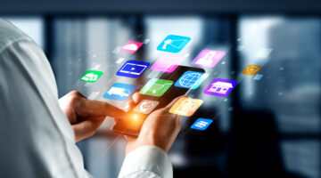 Omni channel technology of online retail business. Multichannel marketing on social media network platform offer service of internet payment channel, online retail shopping and omni digital app.